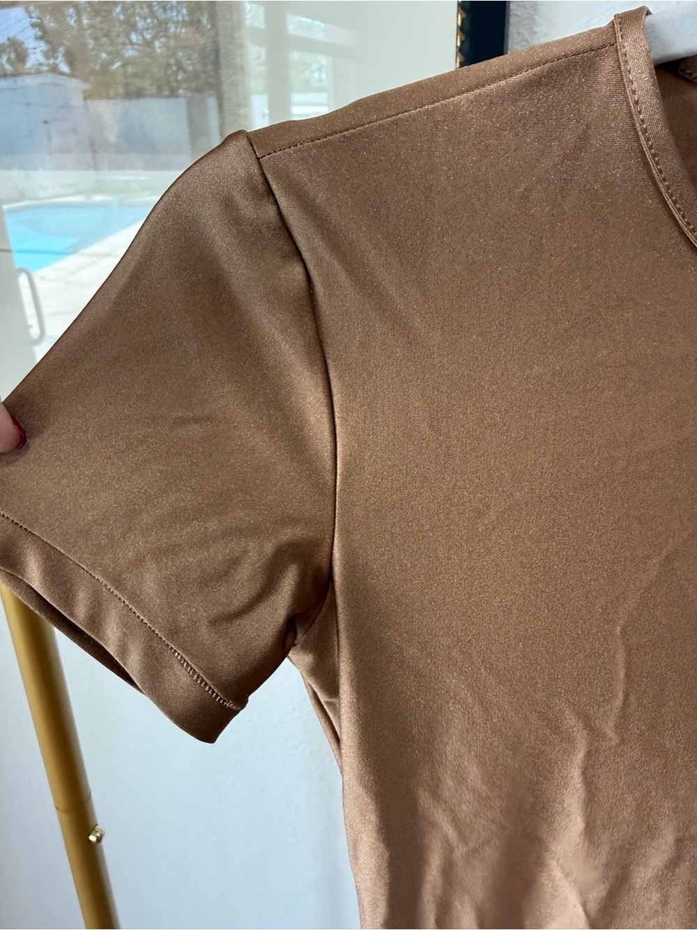 SKIMS Short-Sleeve Maxi Dress in Camel - Picture 3 of 5
